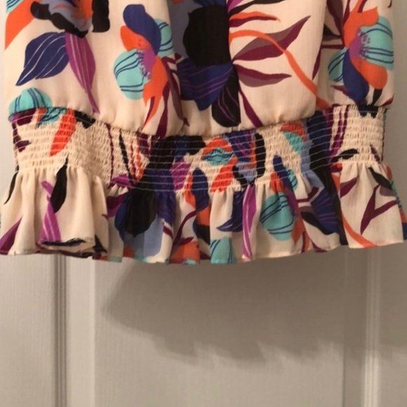 J. Crew Floral Sleeveless Mock Neck Smocked Blouse - Picture 5 of 5